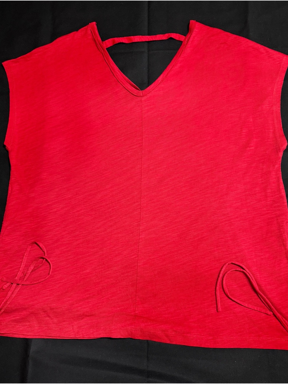 Cato Bright Red V-Neck Sleeveless Tie-Detail Top